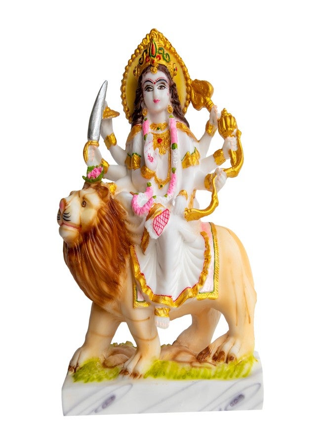 FABZONE Durga MATA Idol | Sherawali MATA Murti for Home Temple & Pooja | Marble Dust Maa Durga Statue | Sherawali Devi Murti for Navratri Decor and Worship 8.5 Inches - Image 1